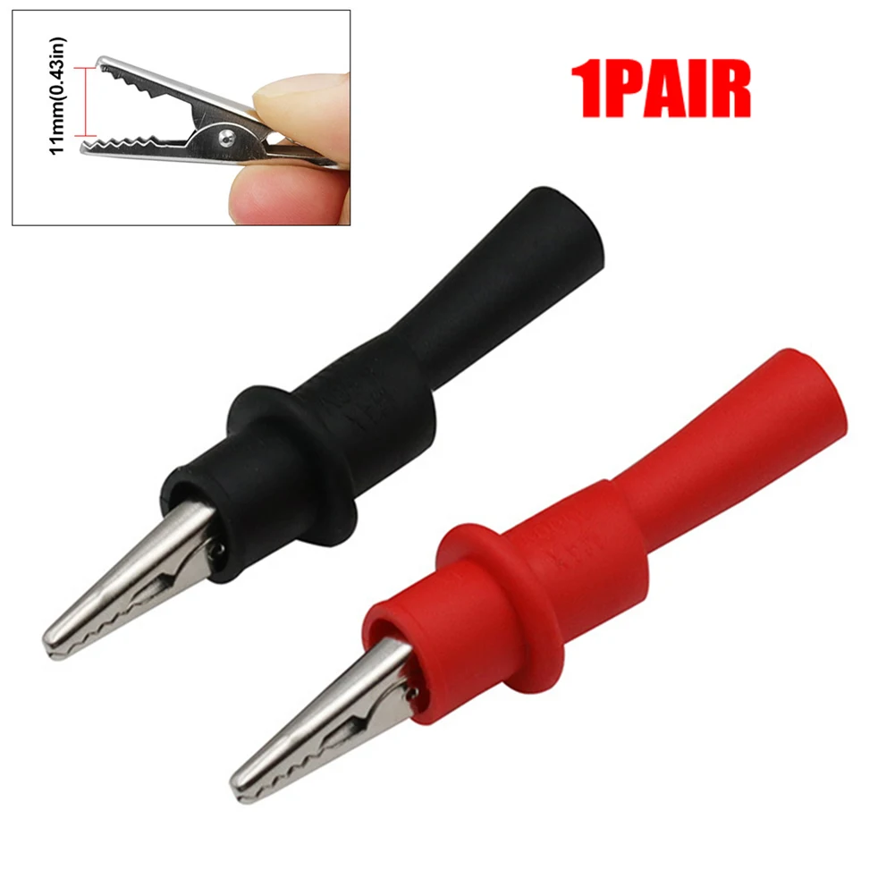 1 Pair Wire Tips Test Clip Clamp Red+Black For Multi-Meter Tester AC DC 10A 1000V Metal Crocodile Clip Accessories
