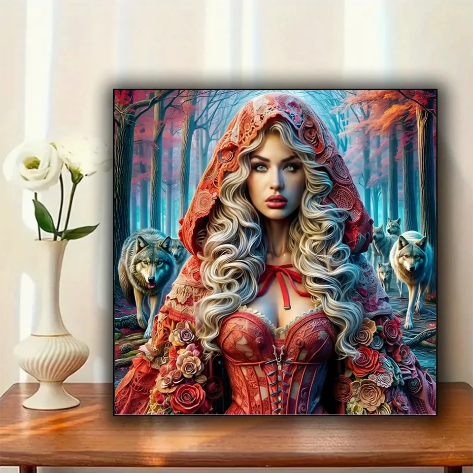 Forest Wolf And Woman DIY Diamond Painting New Full Square Round Diamond Art Mosaic,Diy Handmade Gifts Home Decor ﻿