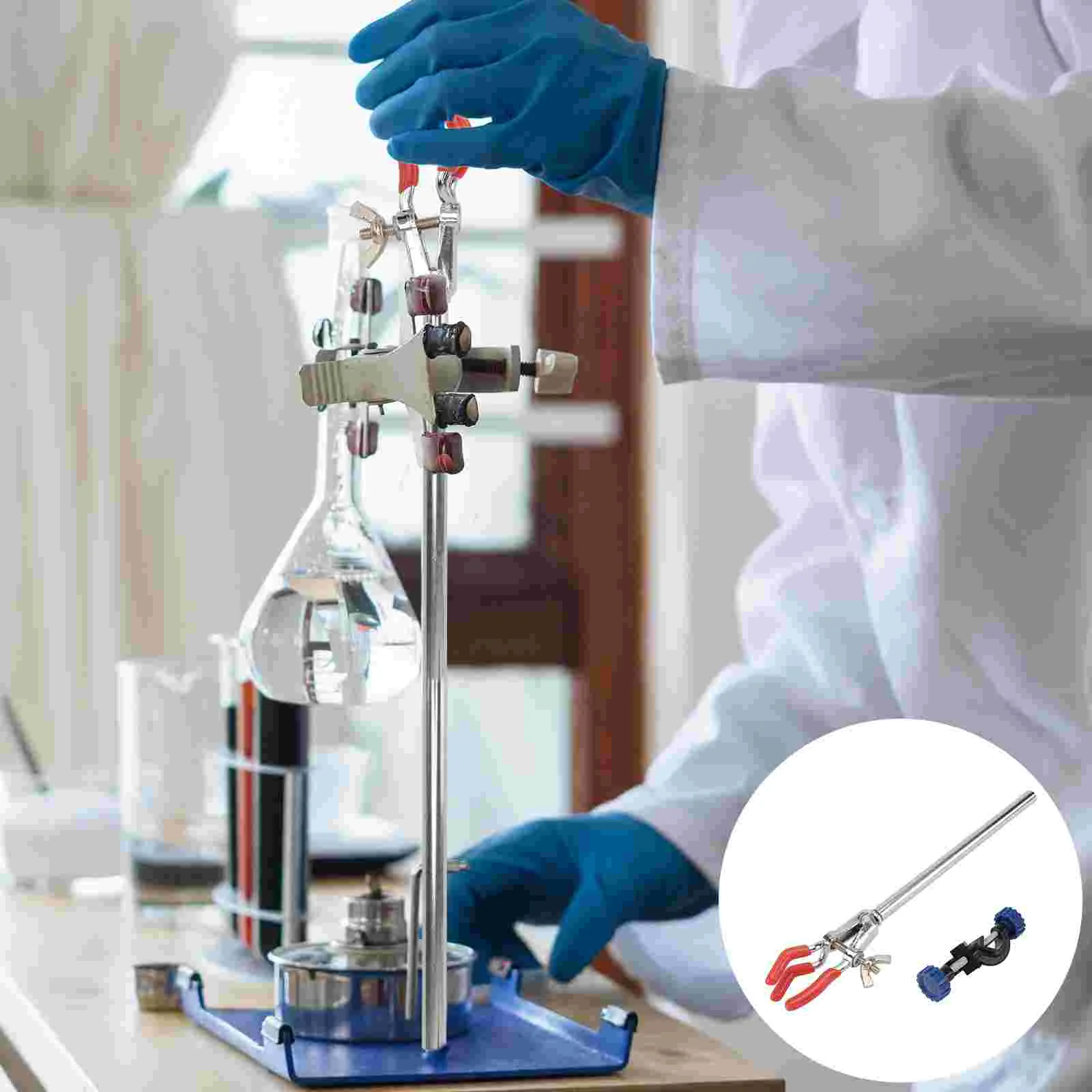 Braçadeira de três mandíbulas para laboratório de circuncisão, suporte para frasco, acessórios, suprimentos, equipamento de experimento químico, copo