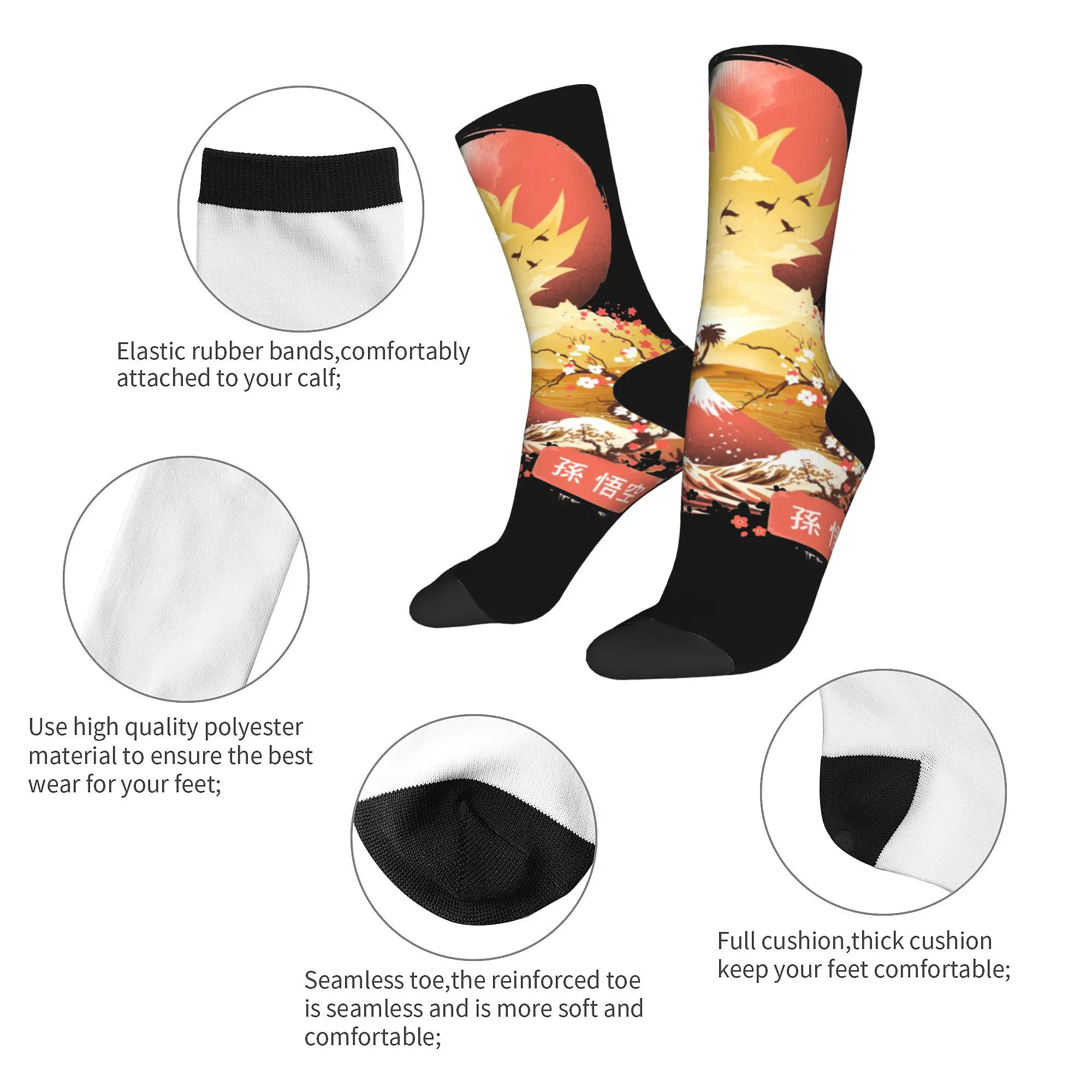 Fashion Men's Socks Crazy Japanese Ukiyo e Super Saiyan Classic Sock Dragon Ball Sport Women Socks Spring Summer Autumn Winter