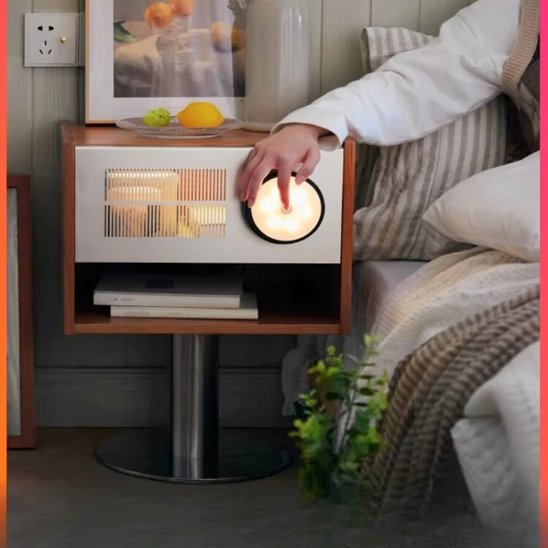 

Medieval bedside table Nordic cherry wood simple small Bauhaus retro bedroom solid wood creative extremely narrow cabinet