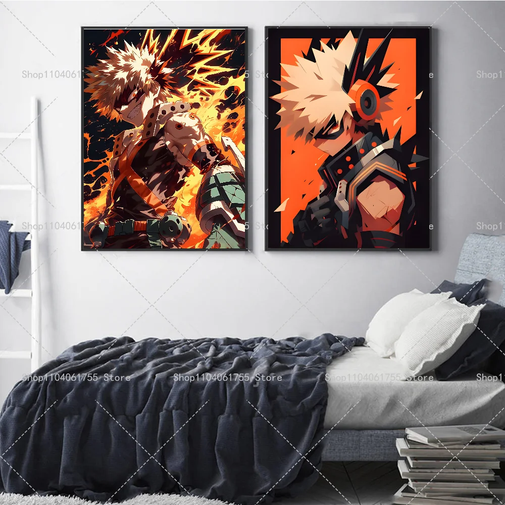 1PC My Hero Academia Bakugo Katsuki Anime Poster Self-adhesive Art Waterproof Paper Sticker Coffee House Bar Room Wall Decor