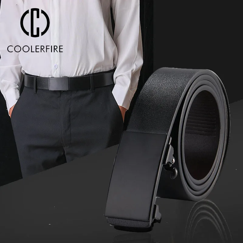 Men Belt Business Luxury Designer Men's Trouser Belt Jeans Dress Black Waist Belts Male Strap Toothless Automatic Buckle ZD2204