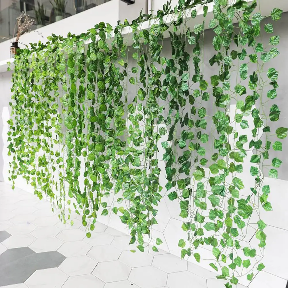 2M Leaf Vine Artificial Hanging Plants Liana Silk Fake Ivy Leaves for Wall Green Garland Decoration Home Decoration Party V G8H0