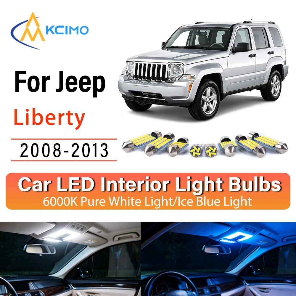 Premium Cozy LED Interior Lights For Jeep Liberty 2008-2013 Super Bright, Quick Setup Blue Light, White Light Kit Sturdy