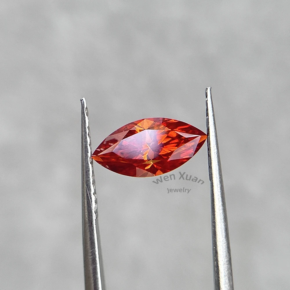 Marquise Cut Bright Orange Color VVS1 Loose Moissanite Stone Gemstone 5x10-7x14mm 1ct 2ct 3ct GRA Certificate Best Quality