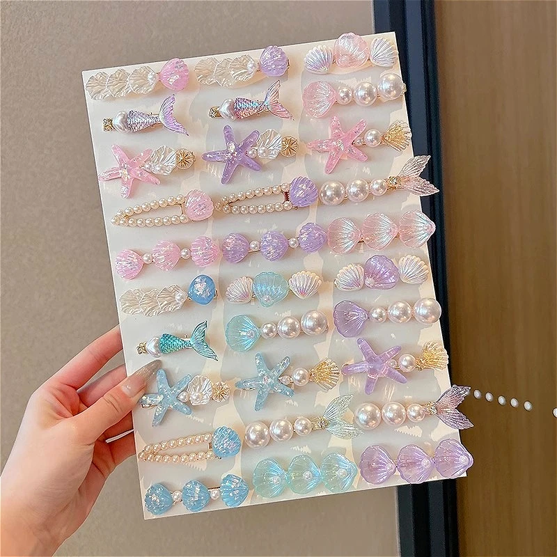 

Заколка в виде утконоса серии Ocean для девочек — декор из жемчуга, ракушки и морской звезды, летний пляжный аксессуар для волос принцессы-русалки