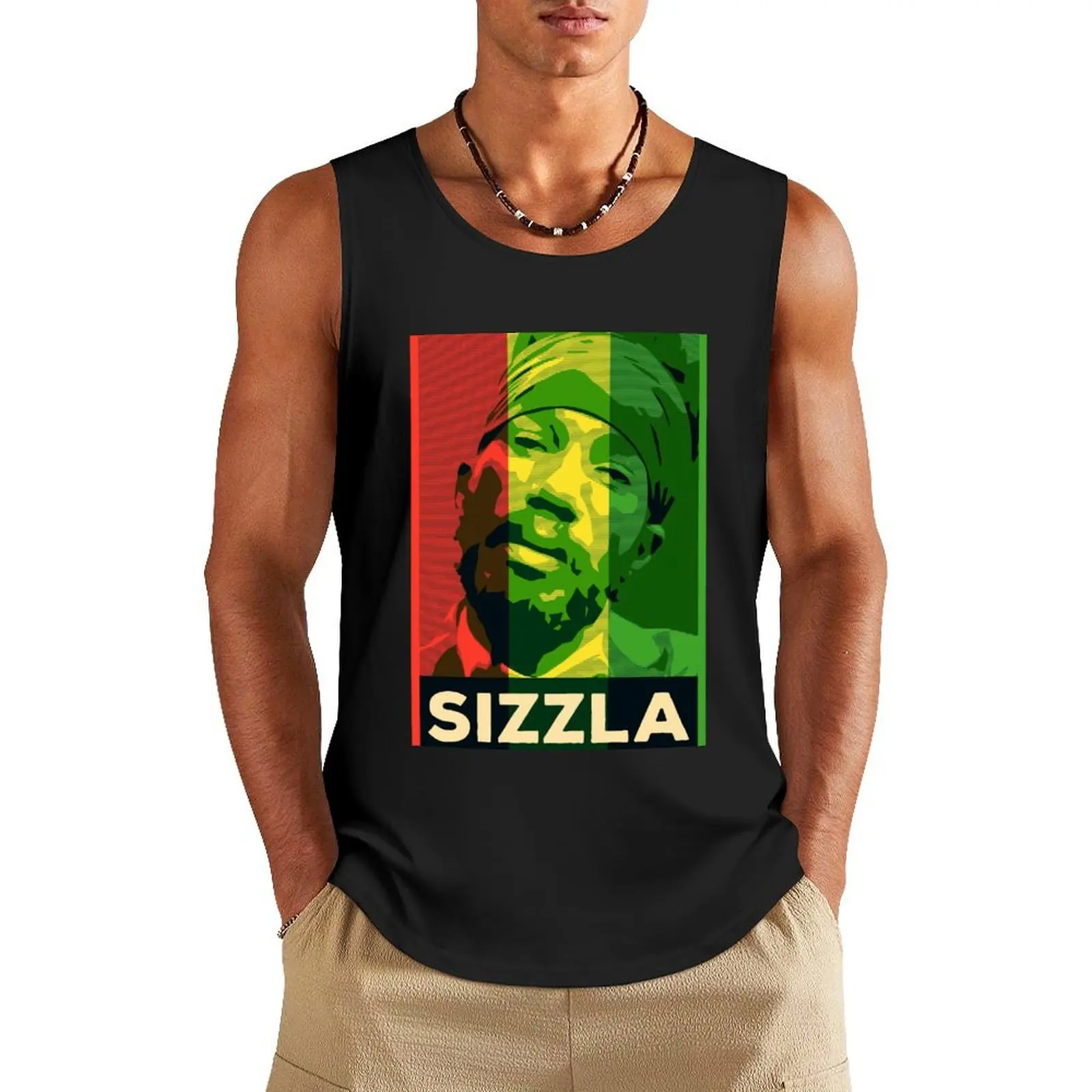 Reggae Legends Sizzla Kalanji RASTA Famous Jamaican Reggae Musician Tank Top Japanese t-shirt men clothing