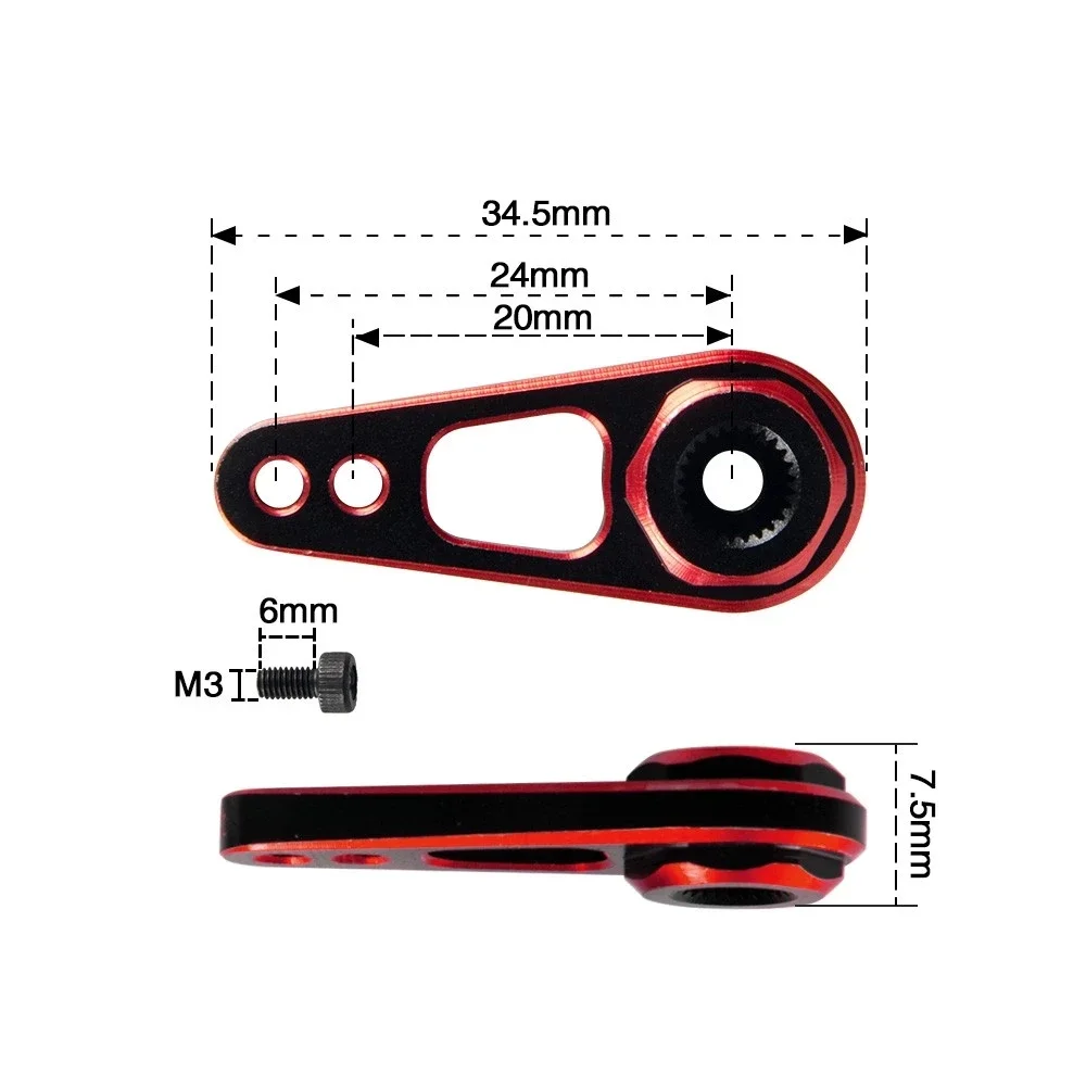 Sh02 25t braço de engrenagem de direção de metal antiderrapante em dois sentidos 25t universal multifuncional servo braço para peças de carro servo rc à prova dwaterproof água