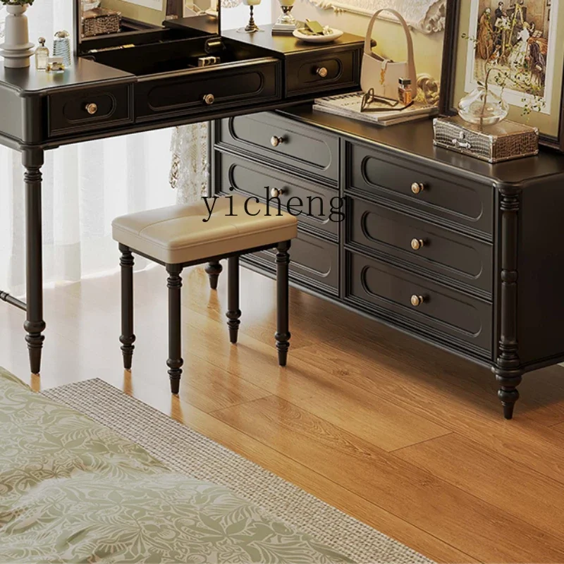 

HSN solid wood dresser chest cabinet integrated retractable cosmetic table bedroom corner storage cabinet