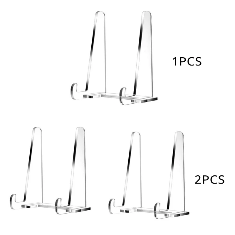 A95I-Plate Stands For Display, Clear Acrylic Square Holder Stand Tabletop Picture Frame Stand Easel For Book, Photo