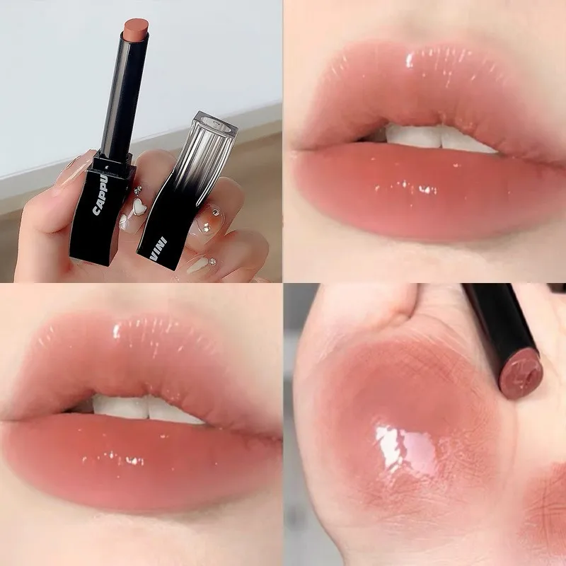 Lápiz labial de 8 colores para mujer, lápiz labial pequeño, Tubo negro, hidratante, transparente, de larga duración, antiadherente, desnudo, fácil de colorear, cosméticos para labios