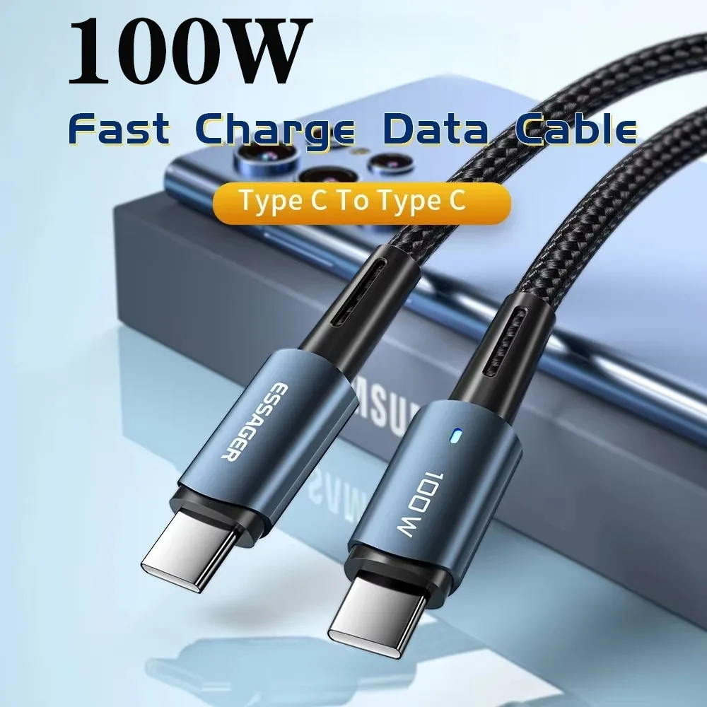 

100W/60W Car Audio Charging Cable 5A PD Dual Type C Phone Charging Cable Car Speaker Charging Accessories for Samsung Xiaomi