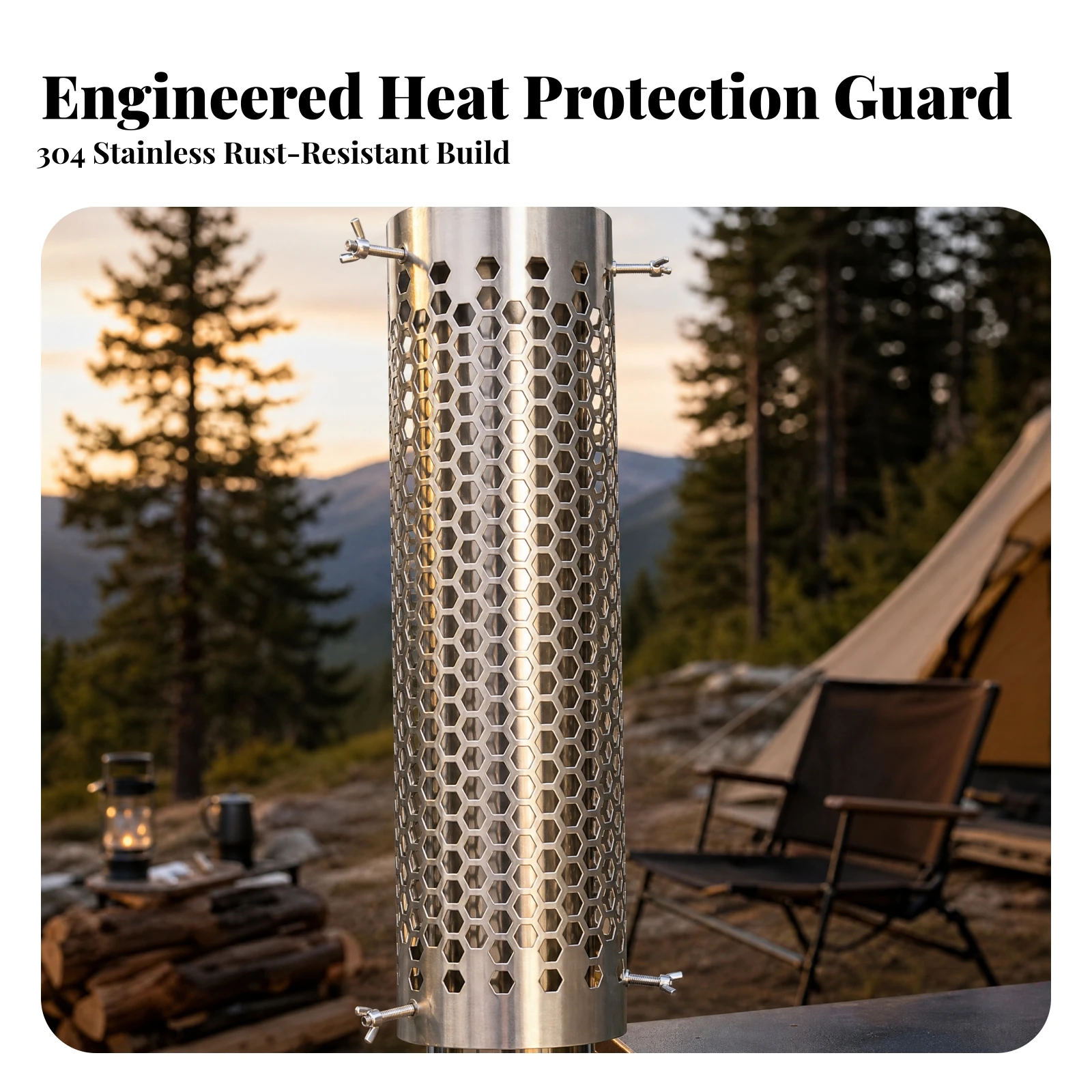Flue Protection Guard Long-Lasting Perforated Chimney Heat Guard Heater Pipe Heat Protector Outdoor for Home Fireplaces, Camping