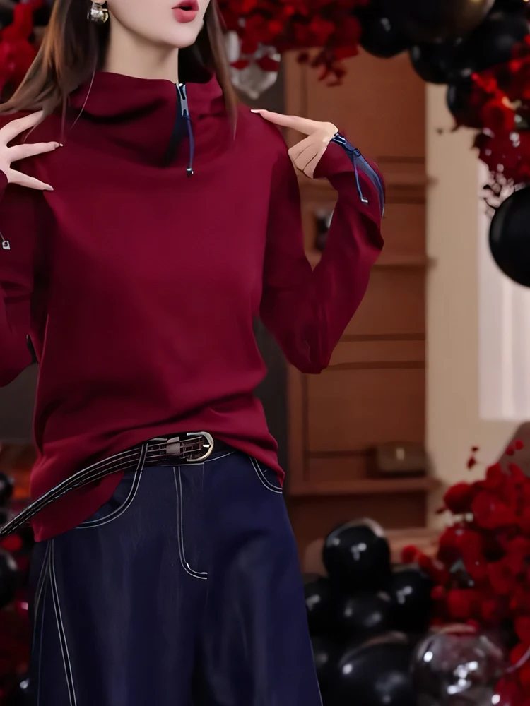 

Модная женская толстовка с длинными рукавами, осенняя новинка, корейская версия, свободный крой, повседневная одежда, бренд Gtuq