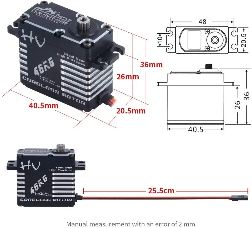 JX-Servomoteur numérique sans noyau CLS6322HV, 21kg, couple élevé, coque en métal, dent, pour voiture RC, bateau, bras de robot, pièce d'hélicoptère