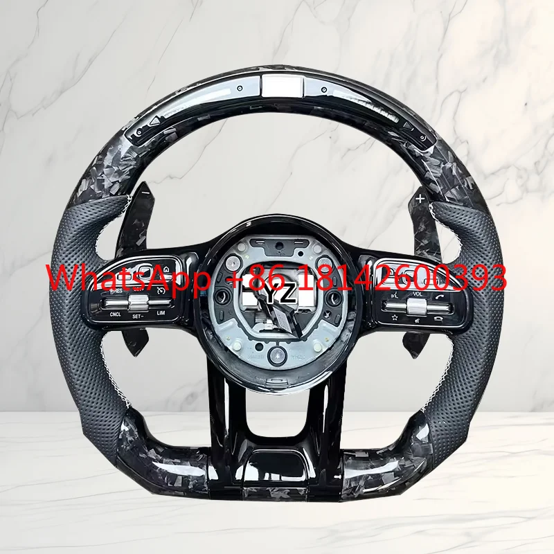 Custom LED Carbon Fiber Steering Wheel Sport Mod Parts Fit A-Class W176 C-Class W204 W205 CLA W177 E-Class W212 S-Class W222
