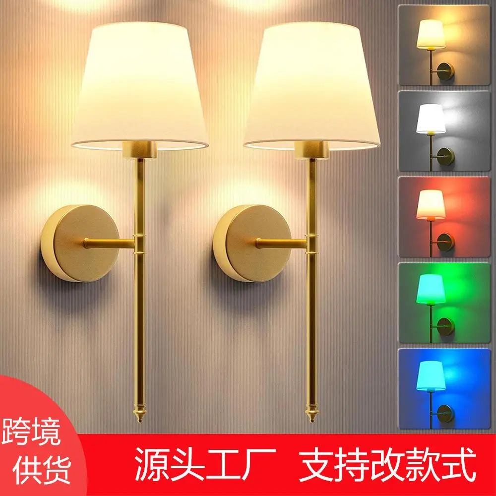 American Wall Lights Battery Operated Wall Sconces Gold Wireless Wall lamp with Remote RGB Colors Modes Rechargeable