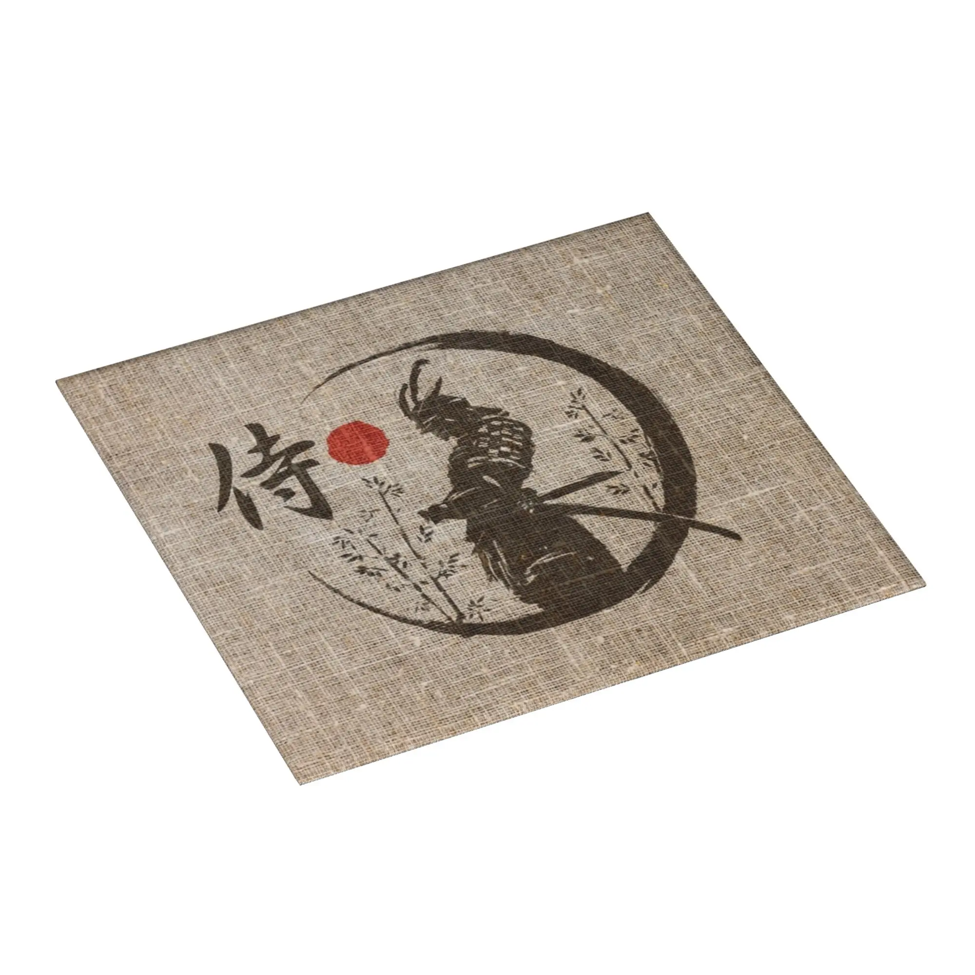 Japanese Samurai Warrior Non Slip Kitchen Counter Protector Mat Barware Tableware Reusable  Bathroom Drying Mat For Kitchen
