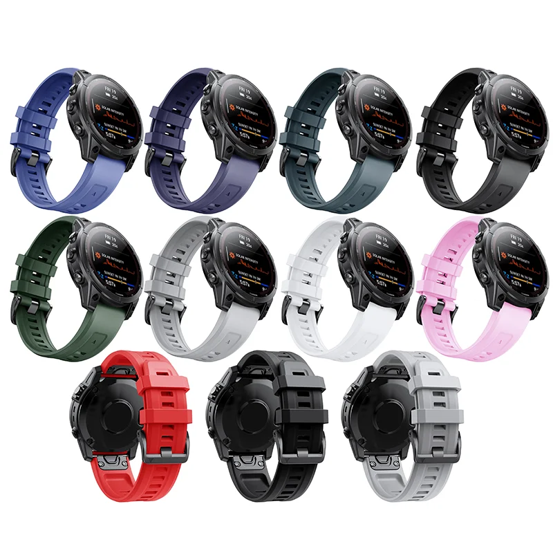 20 22 26mm Silicone Strap For Garmin Fenix7 7S 7X Quick Release Wristband Bracelet Fenix5 5S 5X Plus 6 6S 6X Pro 3 Watch Band