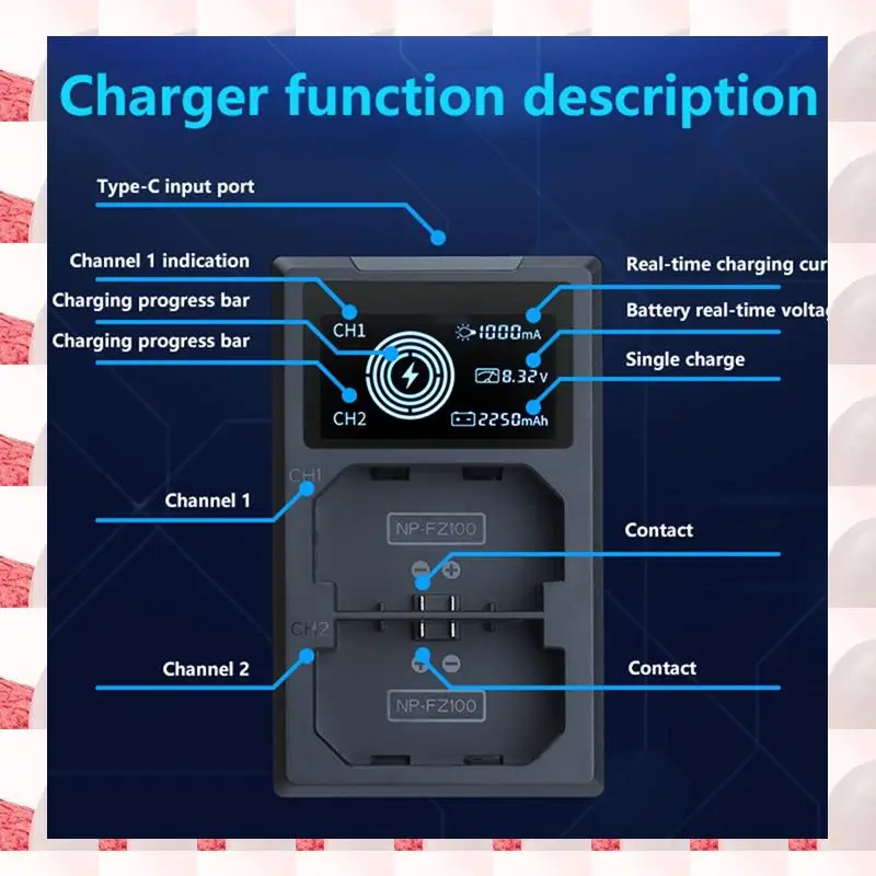 

ABGN For Sony Camera A7R3 Smart Fast Charge NP-FZ100 Battery Charger A7M3 Smart Fast Charge