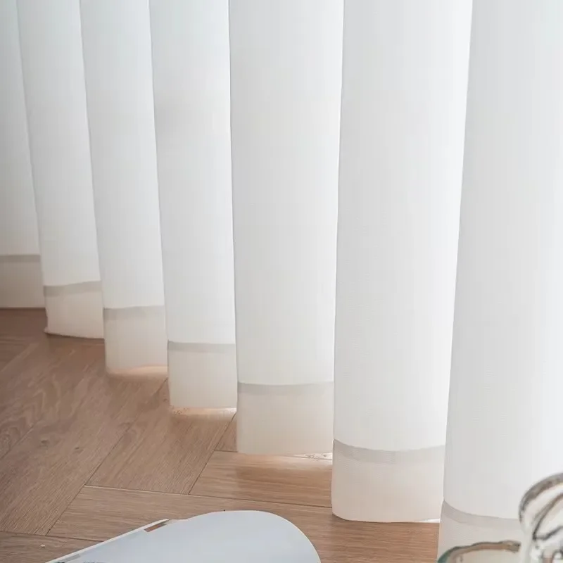 S Fold Wave White Tulle Customized Quality Window Sheer Curtains for Living Room Bedroom Decor Voile Yarn Luxury Chiffon창문커텐