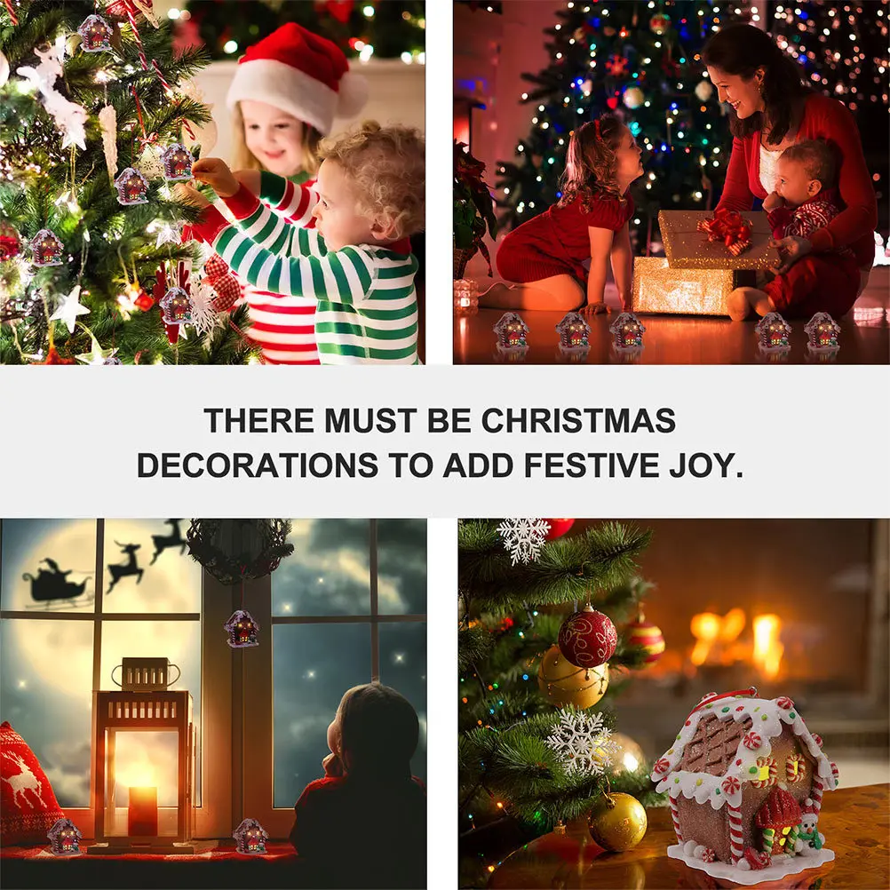 

1 pc Christmas Lighted House Decor Mini Resin Craft Festive Table Ornament For Home Office Xmas Party Decoration Micro House