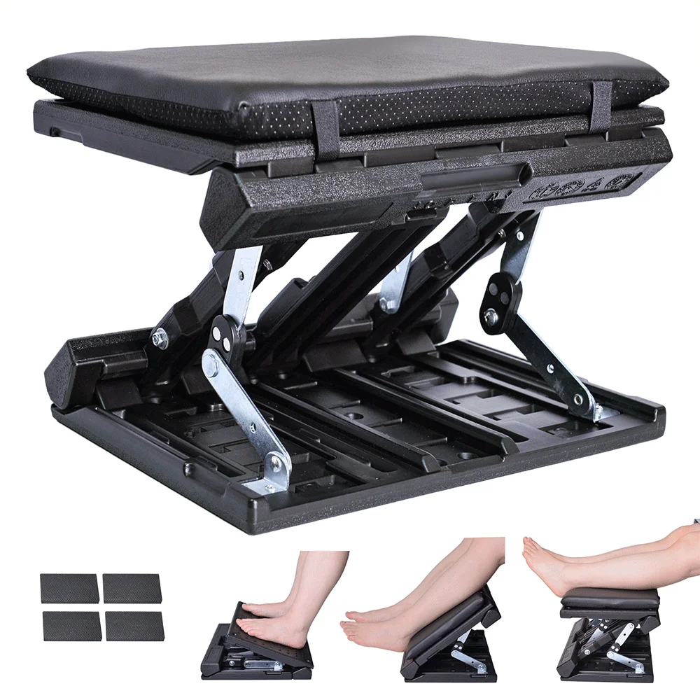 Ergonomic Adjustable Foot Rest for Under Desk Foldable Footrest with Removable Massage Beads Pad, Height & Angle Adjustable