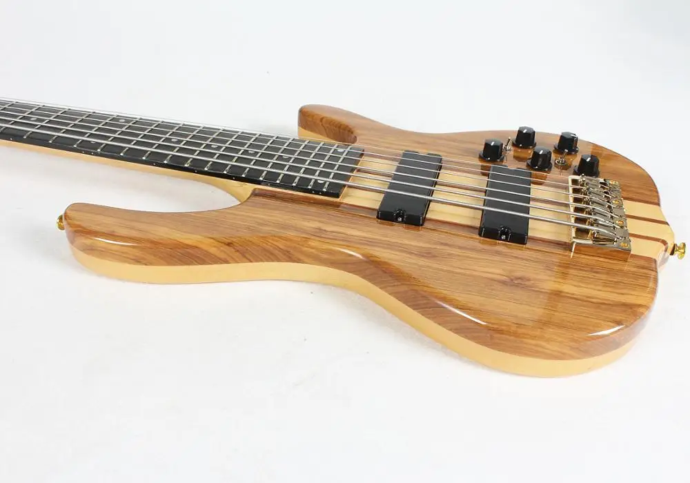 high quality custom OEM made in china neck thru through body 6 six string zebra electric bass guitar