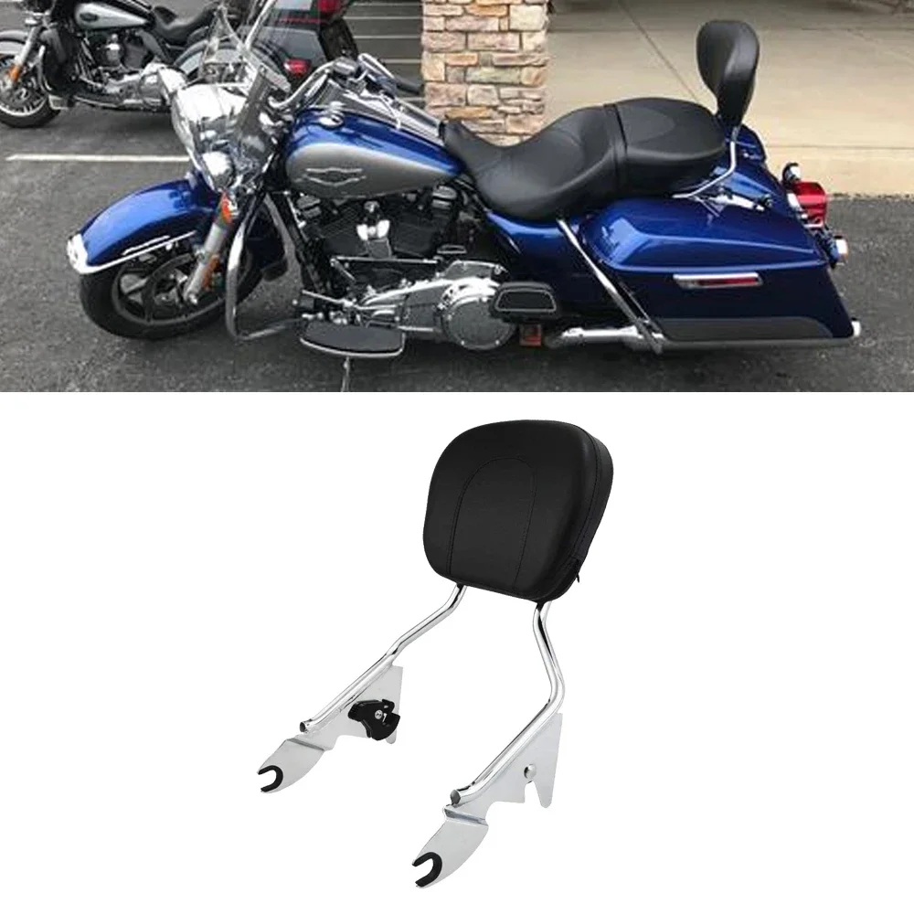 

Chrome Passenger Backrest Sissy Bar Triple Plating With Pad Quick-Detach For Harley Touring Road King Street Electra Road Glide