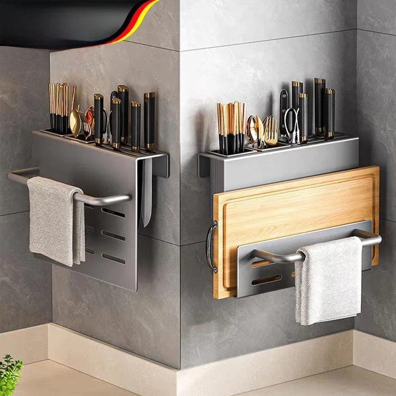 

Настенный держатель для кухонных ножей Quali Kitchen из углеродистой стали, корзина для палочек, подставка для разделочной доски, без сверления