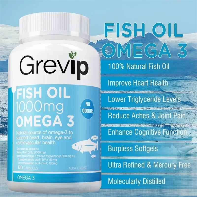 Omega 3 Fish Oil - Support Brain Nervous System Good for Cardiovascular & Skin Health Antioxidant