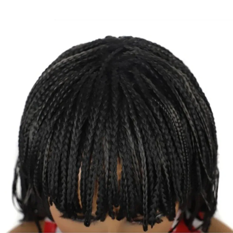 الأفرو المجدل بوب مضفر عقال Lce الحرير هيرباند الضفائر القصيرة عالية الجودة شعر مستعار اصطناعي للنساء السود Dx ؛ 3 ، v'9.e ؛ 7' #5