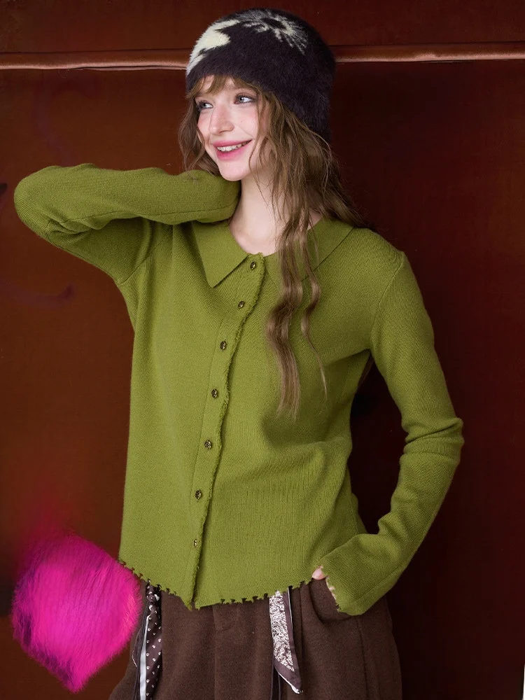 

Женский трикотаж с воланами Ele, топ из мягкого акрила, длинный све, на пуговицах, стандартный крой, зимняя мода от ELF SA