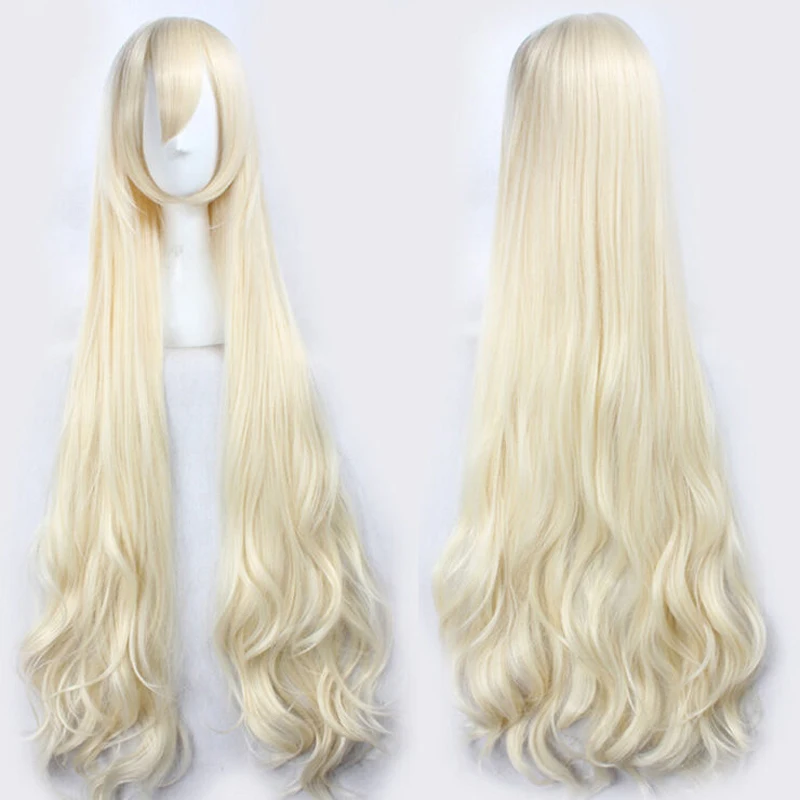 47'' 120cm Wavy Long Light Blonde Kagerou Project Marry Kozakura Mari Heat Resistant Hair Cosplay Costume Wigs + Free Wig Cap