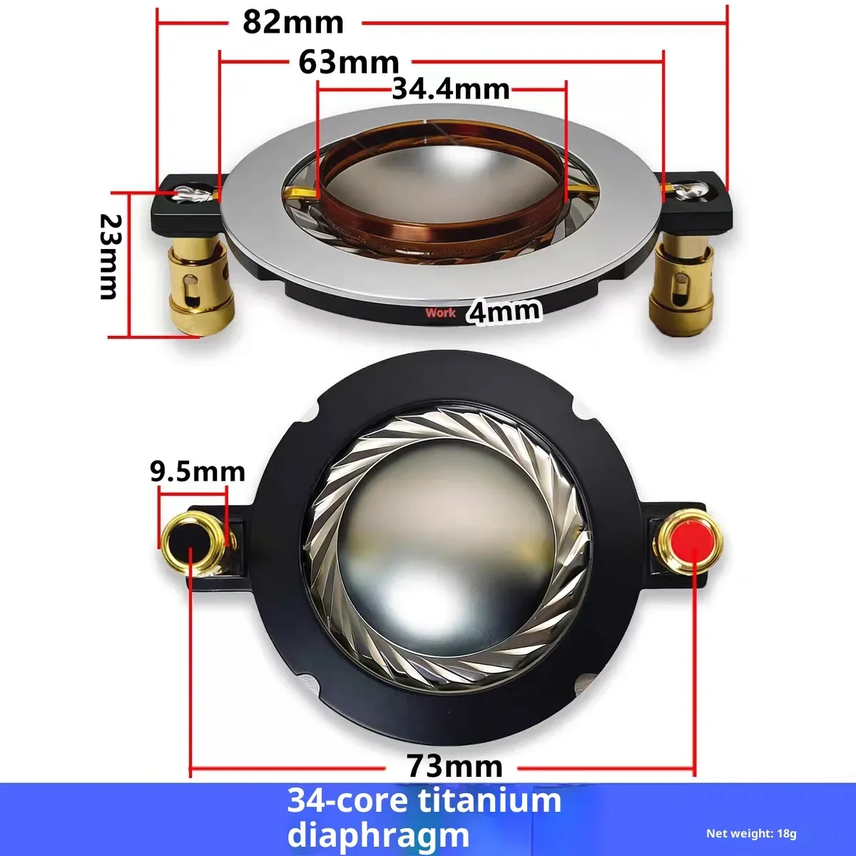 Titanium Membrane High-Pitched Audio Speaker Assembly round And Flat Wire Voice Coil Speaker Repair Accessory