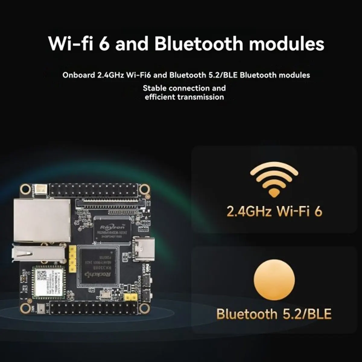 

Для платы RK3308B с модулем WIFI, бортовой EMMC-8GB, 512 МБ, кодек DDR3, аудиодекодер, модуль VAD