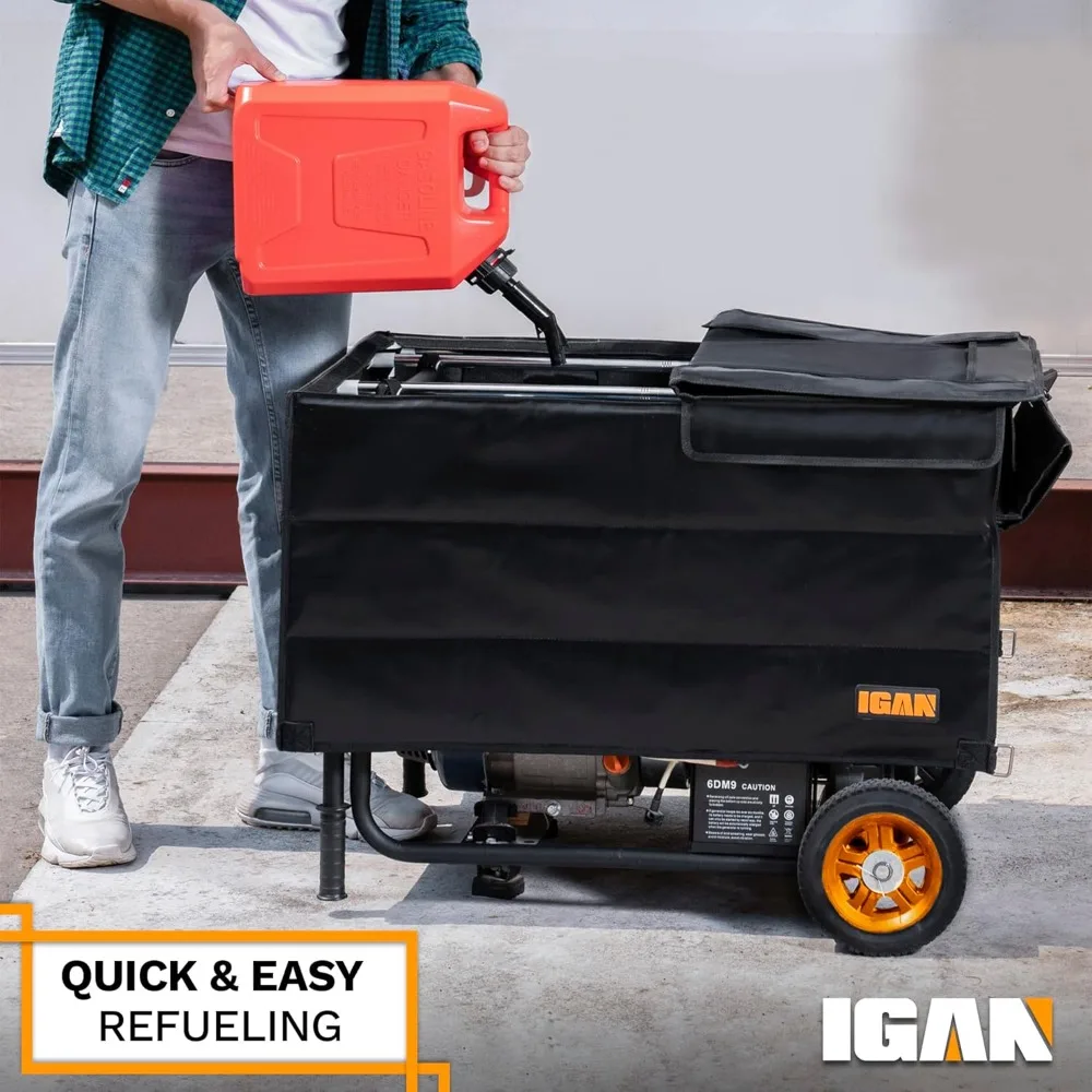 غطاء مولد مقاوم للماء عالي التحمل لموديلات 3500 وات - 12000 وات - حماية للجري والتخزين في الهواء الطلق، أسود #6