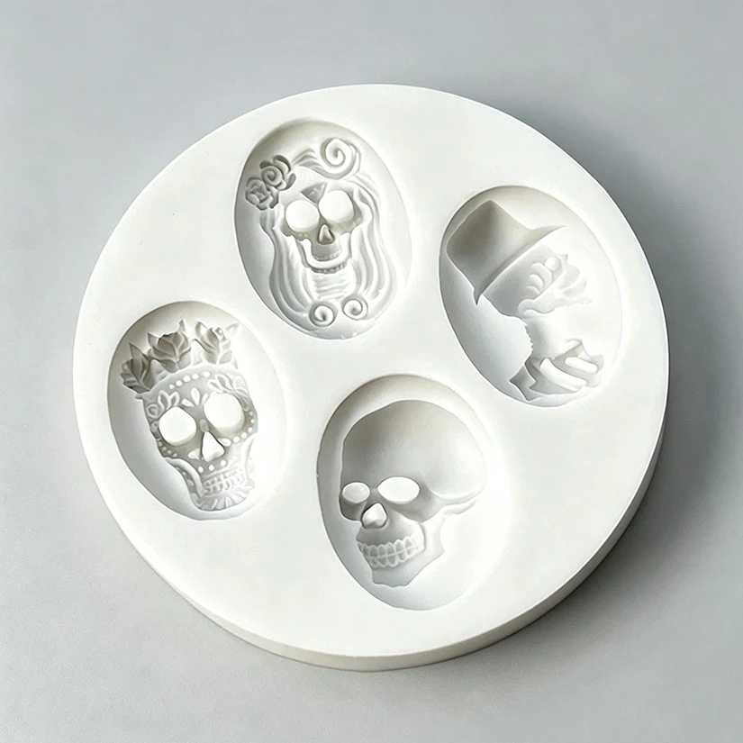 Halloween Schädel Rose Silikon Sugar Mold Harz Werkzeuge Cupcake Backform Fondant Kuchen Dekorieren Werkzeuge – Detail 4