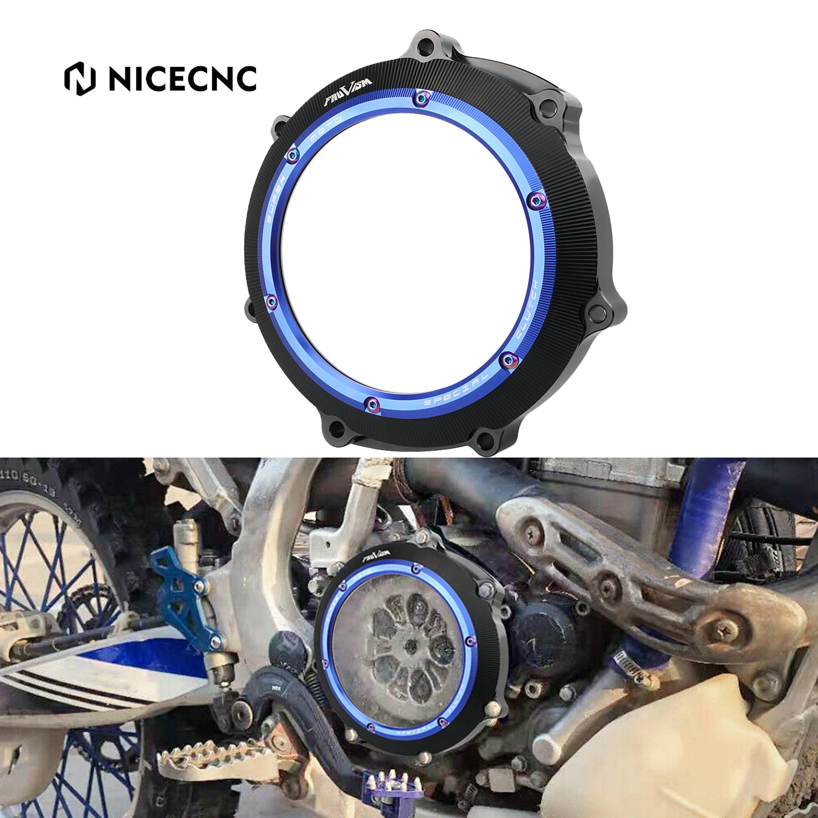 

NICECNC For Yamaha YZ450F 2003-2009 WR450F 2003-2015 2014 YZF WRF 450 YZ 250F WR 450F Transparent Clutch Cover Guard Protector