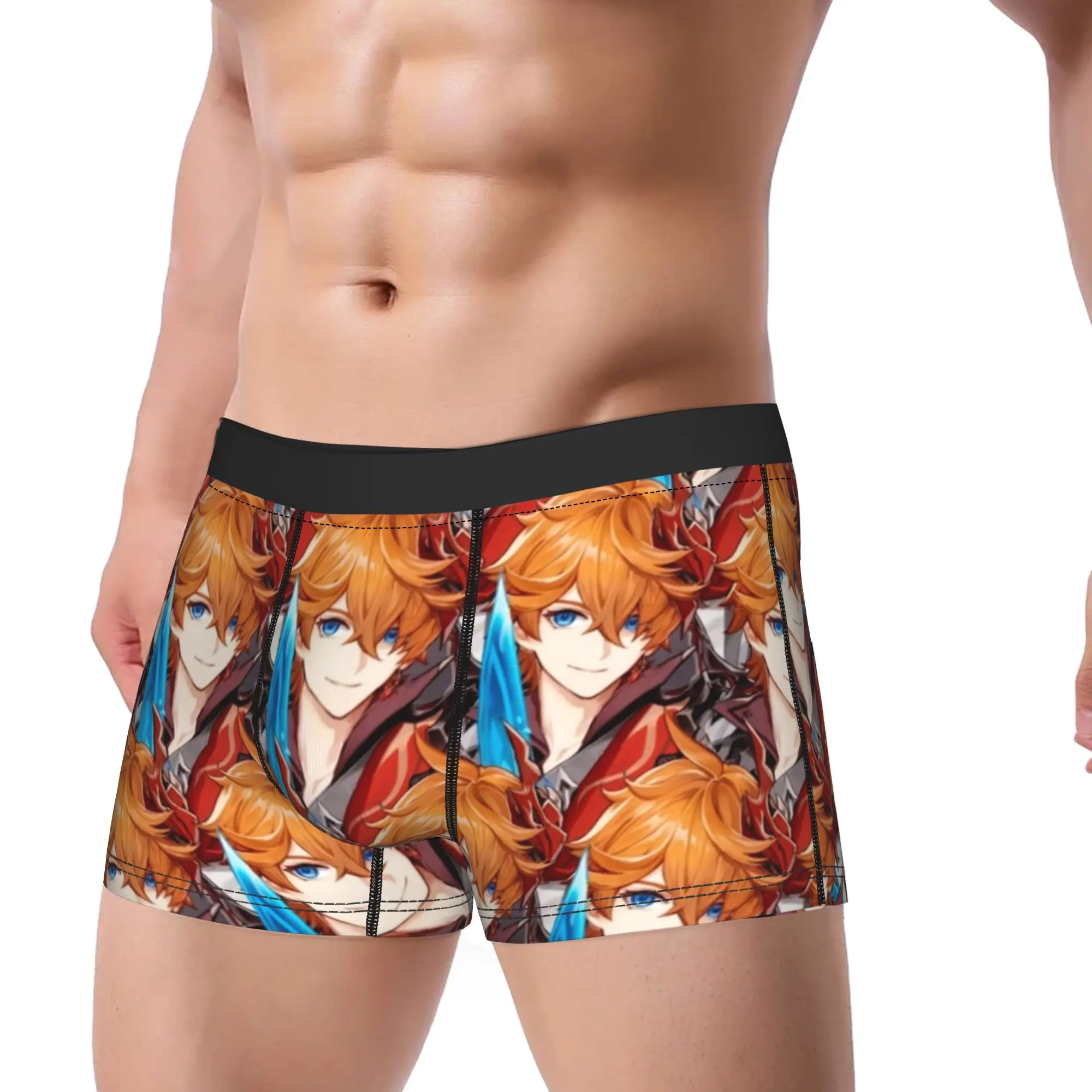 Men's Tartaglia Genshin Impact Game Long Underwear  Funny Boxer Briefs Shorts Panties Male Breathable Underpants Plus Size