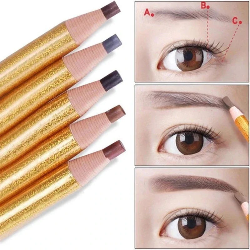 12pcs Long-lasting Waterproof Eyebrow Pencil Natural Cosmetic Brow Microblading Semi Permanent Tattoo Tint Pen Makeup Tools