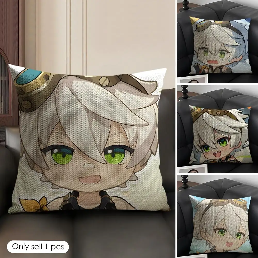 

Наволочка для подушки Bennett Cute Genshin Impact из натурального льна, органическая ткань, двусторонняя печать, для дивана, домашнего декора, подарок