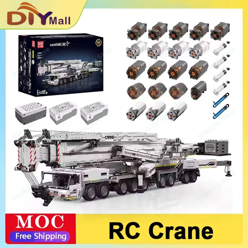 MOULD KING 17007 Liebherr LTM 11200 Crane Technical Building Blocks Set with APP Control Big Engineering Truck for Adults