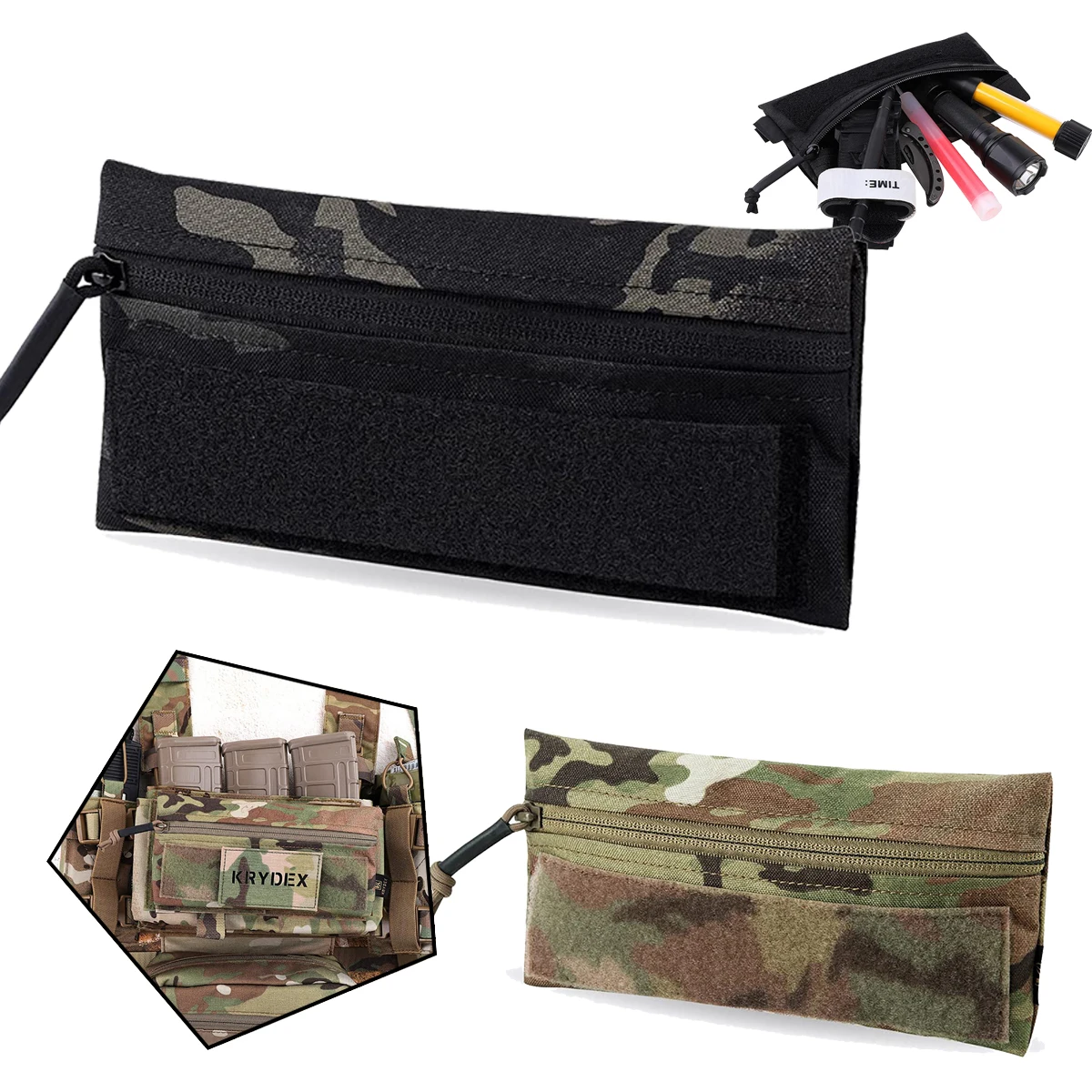 Quick Access Tactical Vest Accessory Pouch Zipper Access Chest Admin Pouch with Loop Panel Tactical Rig