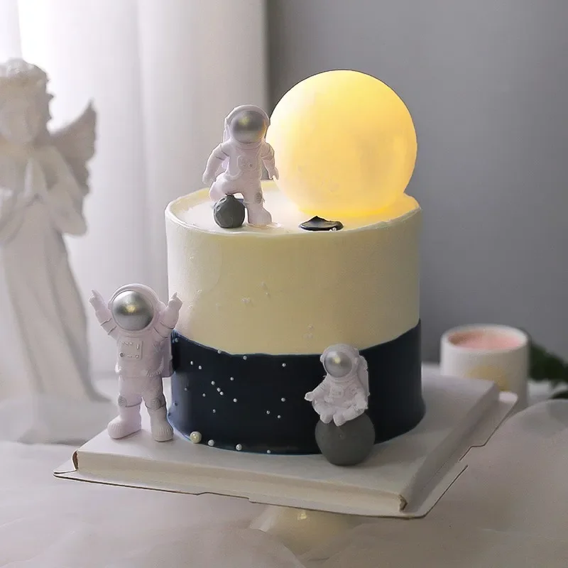 Universe Stars Rocket Astronaut Moon Happy Birthday Letter Decoration Cake Topper Dessert for Children's Day Lovely Child Gifts