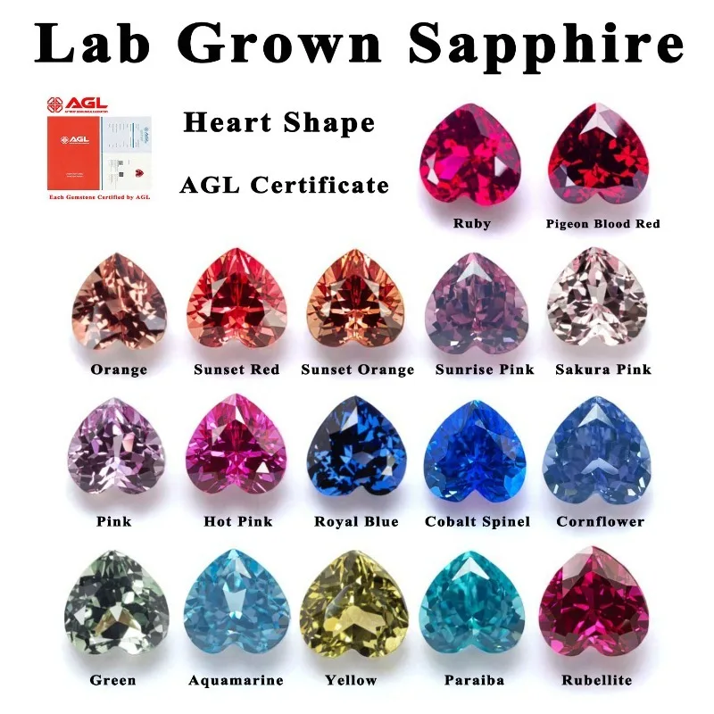 

Lab Grown Sapphire Heart Shape High-quality DIY Charms Jewelry Making Main Materials Selectable AGL Certificate