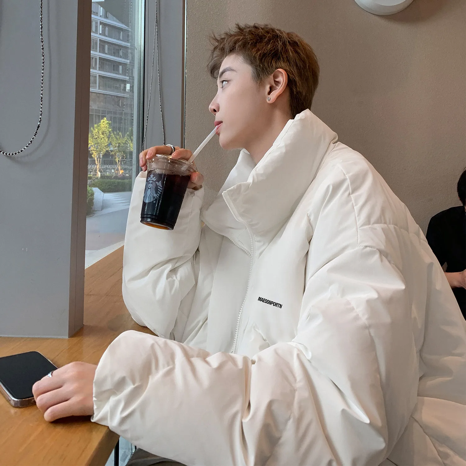 

Мужская зимняя теплая куртка Slim Fit из утолщенного хлопка с воротником-стойкой, модная, в американском стиле, от американского бренда, стильное хлопковое пальто