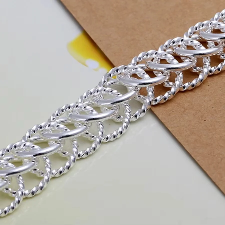 925 Sterling Silver Charm Bracelets Fashion Beautiful For Women Lady Wedding Refined Geometry Jewelry Wholesale