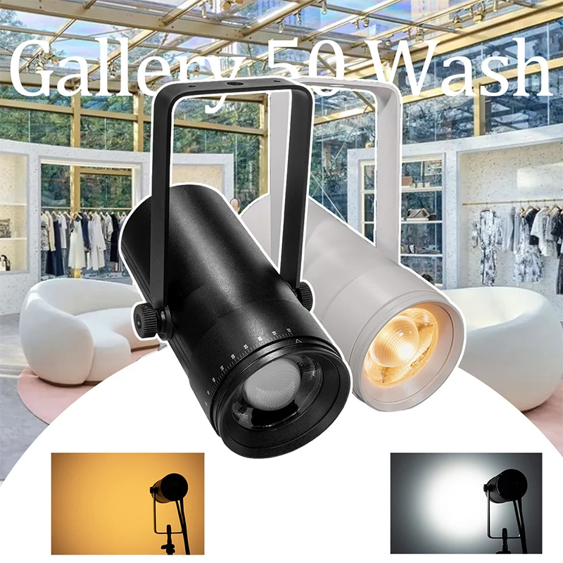 Mini 40W LED Profile Spotlight WW/CW 2IN1 10° - 60° Manual Rotation Zoom DMX Spot Light for Museums Luxury Store Exhibition Show